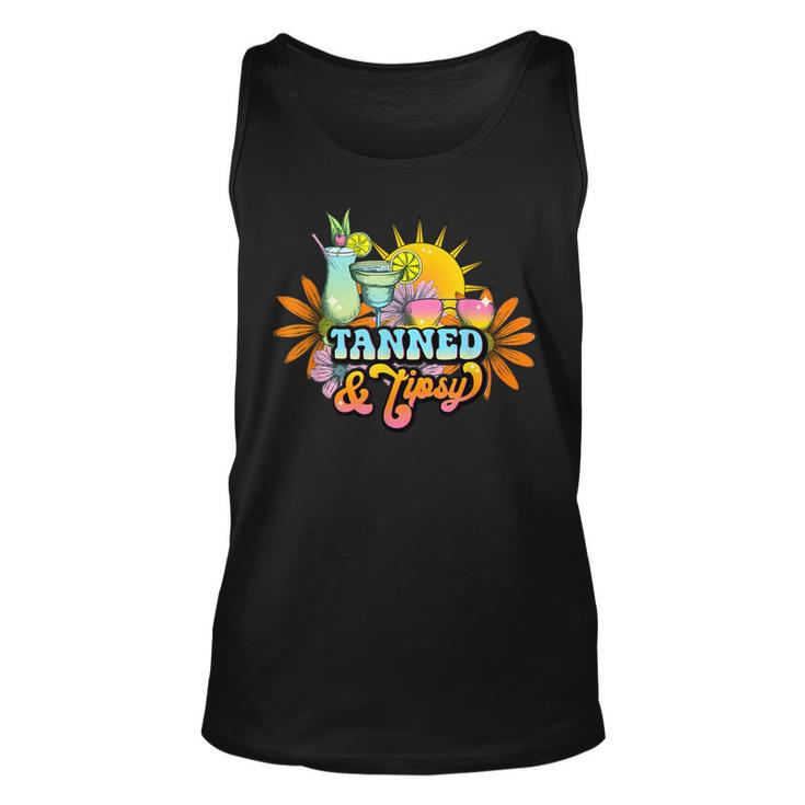 Cute Summer Tanned And Tipsy Funny Salty Beaches Girls Trip  V2 Unisex Tank Top
