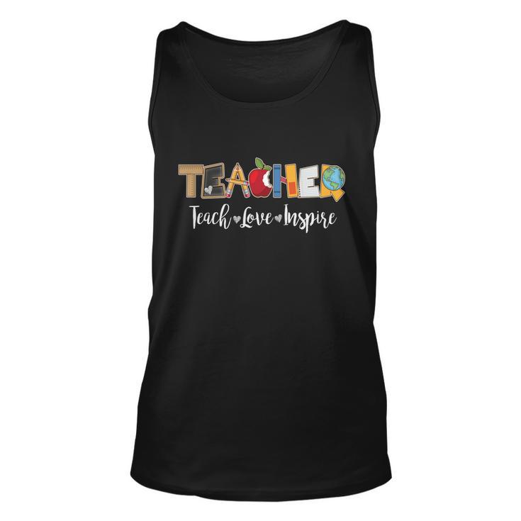 Cute Teacher Teach Love Inspire Unisex Tank Top