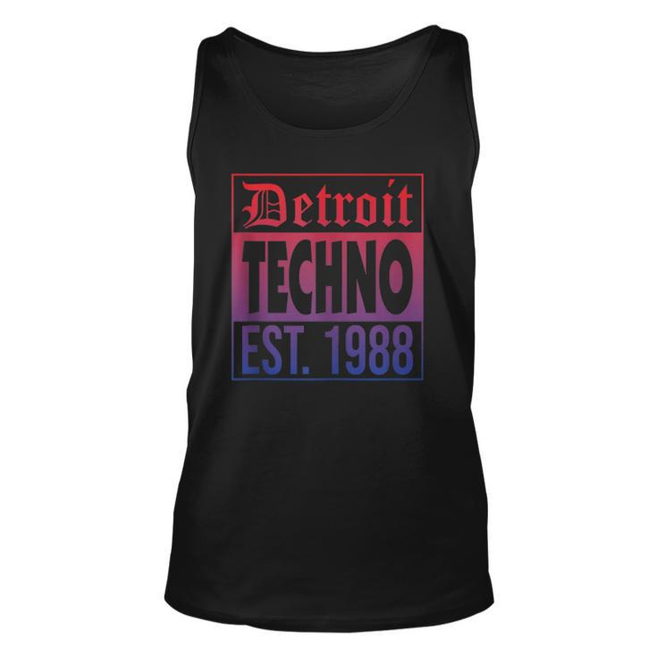 Detroit Techno Established 1988 Edm Rave Men Women Tank Top Graphic Print Unisex