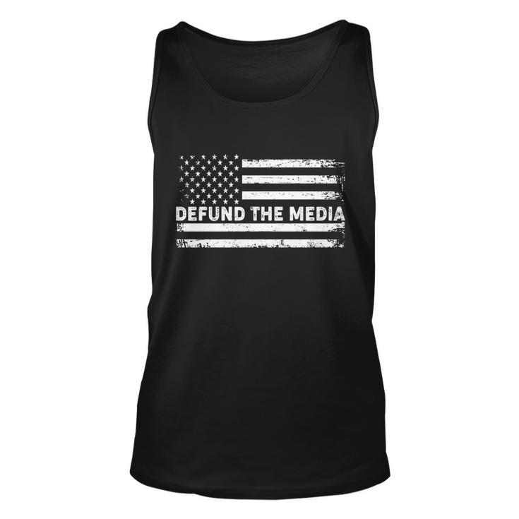 Distressed Defund The Media American Flag Unisex Tank Top