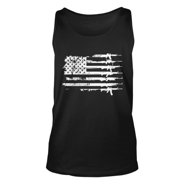 Distressed Gun Riffle Us Flag Unisex Tank Top