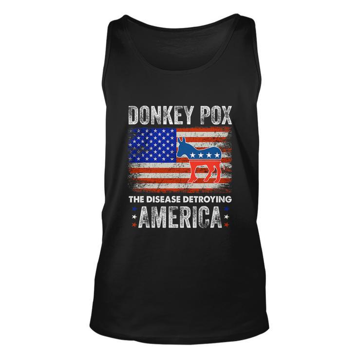 Donkey Pox The Disease Destroying America Usa Flag Funny Anti Biden Unisex Tank Top