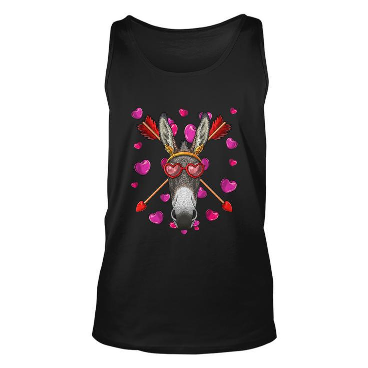 Donkey Valentines Day Animal Face Heart Glass Love Arrows Gift Unisex Tank Top