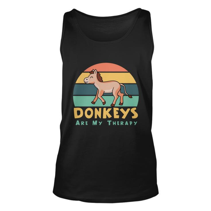 Donkeys As Therapy Funny Mule Farm Animal Gift Unisex Tank Top