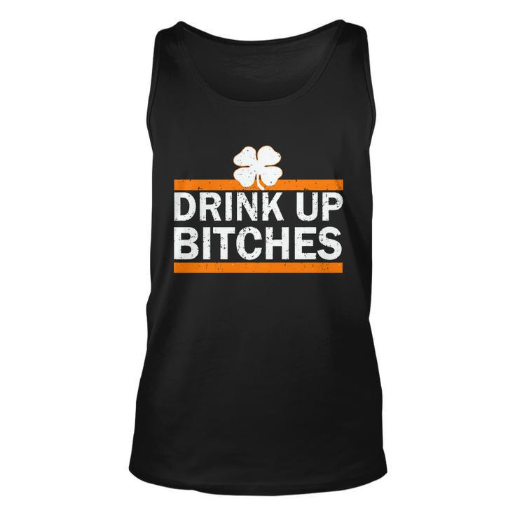 Drink Up Bitches Irish Clover Tshirt Unisex Tank Top