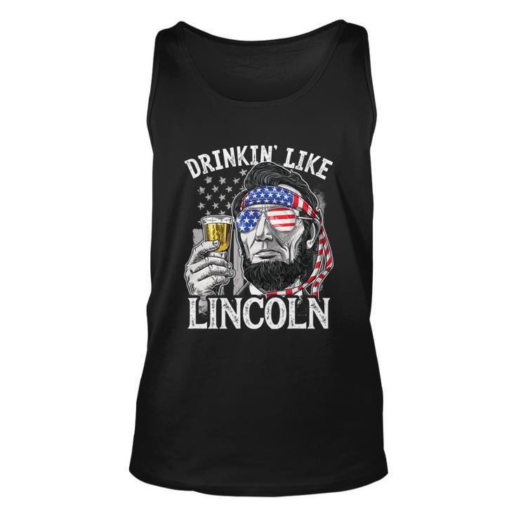 Drinking Like Lincoln 4Th Of July Men Abraham Merica Flag Unisex Tank Top