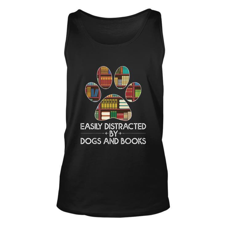 Easily Distracted By Dogs And Books Graphic Design Printed Casual Daily Basic Unisex Tank Top
