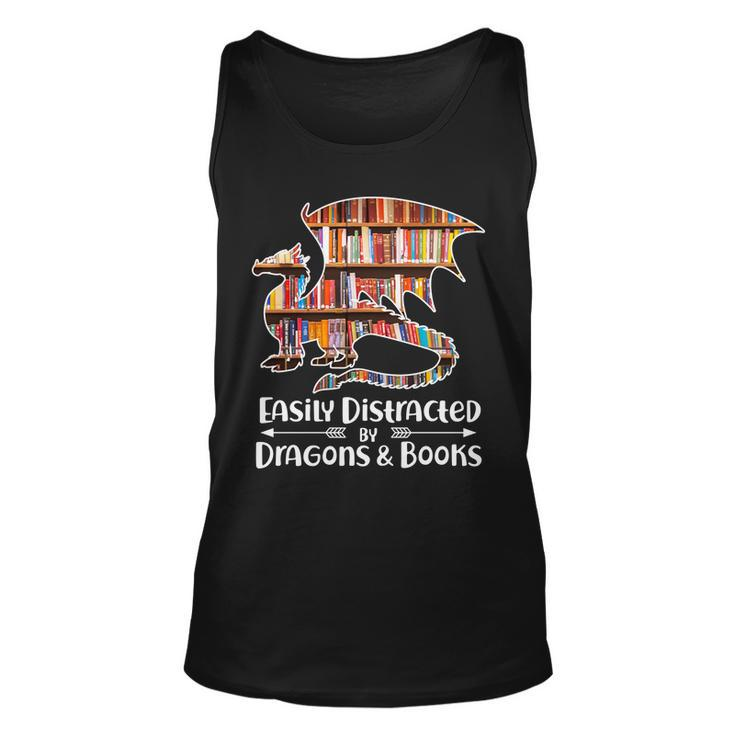 Easily Distracted By Dragons And Books V2 Unisex Tank Top