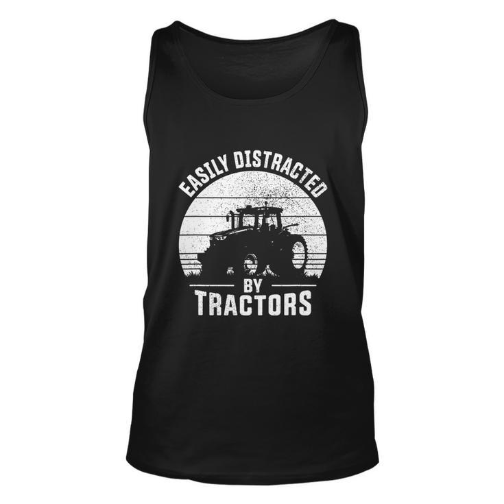 Easily Distracted By Tractors Farmer Tractor Funny Farming Tshirt Unisex Tank Top