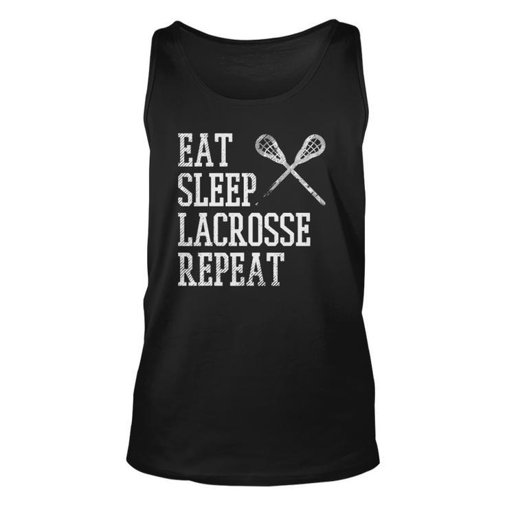 Eat Sleep Lacrosse Repeat Funny Lax Player Men Women Kids Unisex Tank Top
