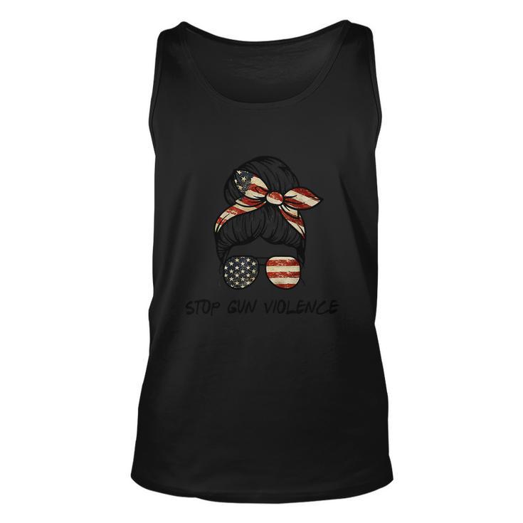 Enough Stop Gun Violence Messy Bun Us Flag Unisex Tank Top