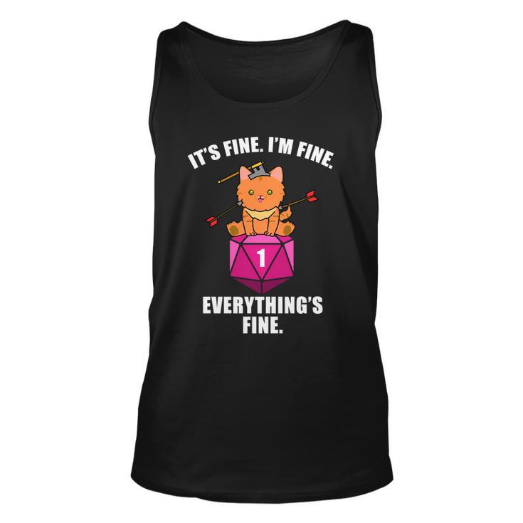 Everythings Fine Cute Cat Dnd Unisex Tank Top