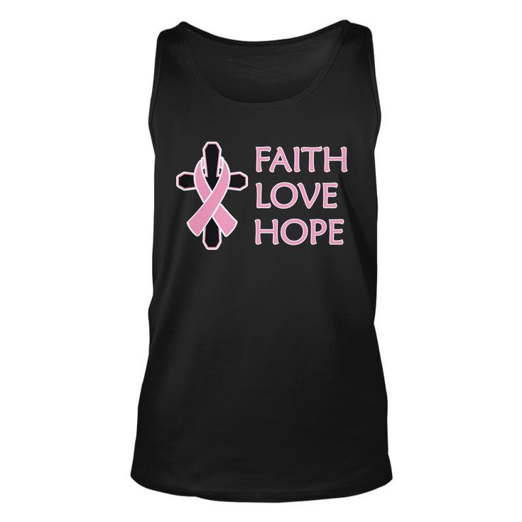 Faith Love Hope Breast Cancer Ribbon Cross Unisex Tank Top