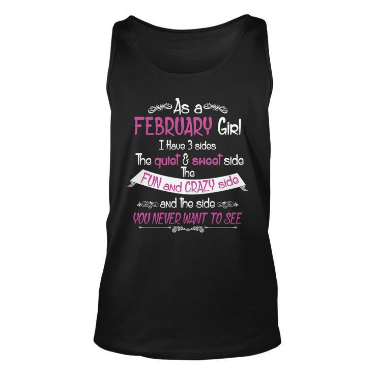 February Girl Sweet But Crazy Funny Birthday Unisex Tank Top