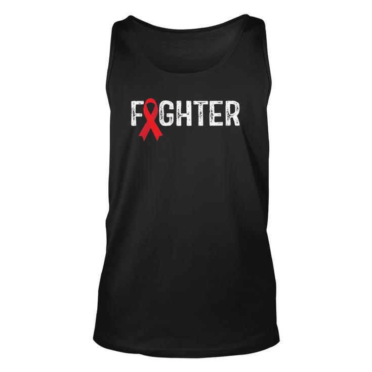 Fighter Blood Cancer Awareness Red Ribbon Unisex Tank Top