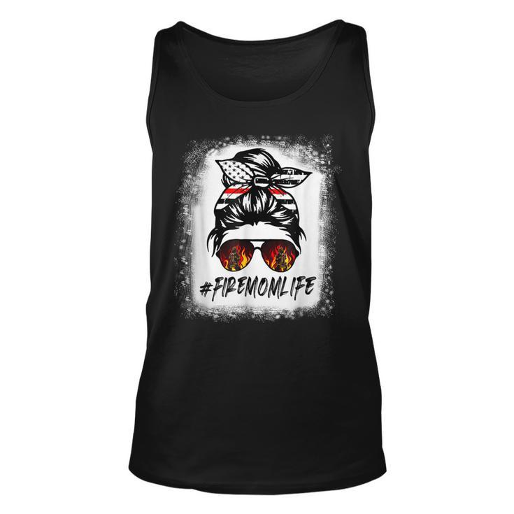 Firefighter Proud Firefighter Mom Messy Bun American Flag 4Th Of July V2 Unisex Tank Top