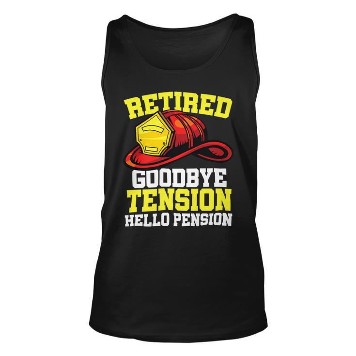 Firefighter Retired Goodbye Tension Hello Pension Firefighter V3 Unisex Tank Top