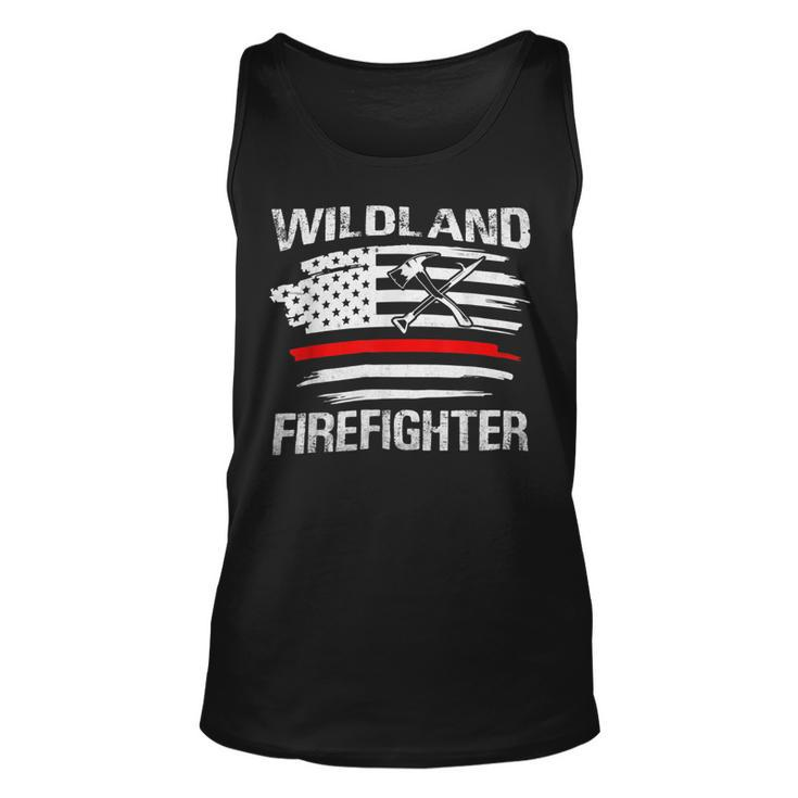 Firefighter Thin Red Line Wildland Firefighter American Flag Axe Fire Unisex Tank Top
