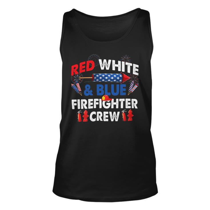 Firefighter Us Flag Red White & Blue Firefighter Crew 4Th Of July Unisex Tank Top