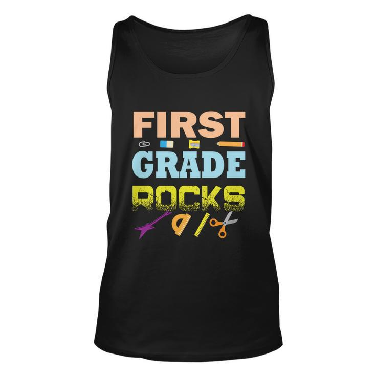 First Grade Rocks Funny School Student Teachers Graphics Plus Size Shirt Unisex Tank Top
