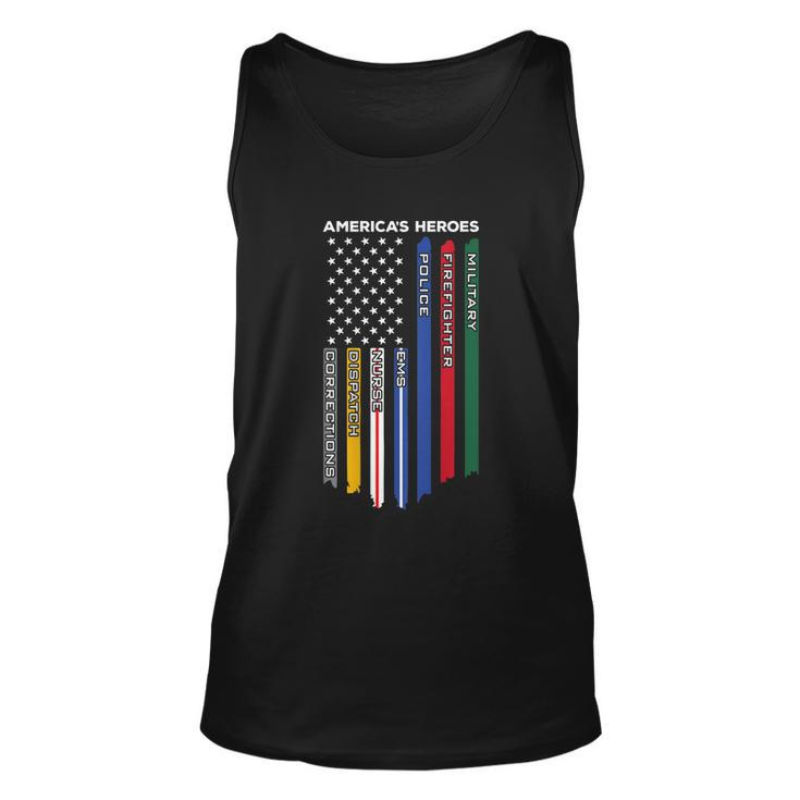 First Responders Police Military Firefighter Nurse Back Tshirt Unisex Tank Top
