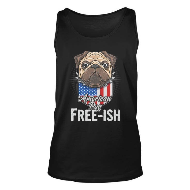 Freeish American Pug Cute Funny 4Th Of July Independence Day Plus Size Graphic Unisex Tank Top