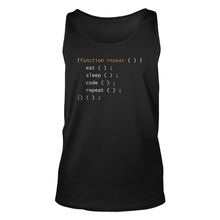 Function Repeat Eat Sleep Code Repeat Funny Programmer Men Women Tank Top Graphic Print Unisex