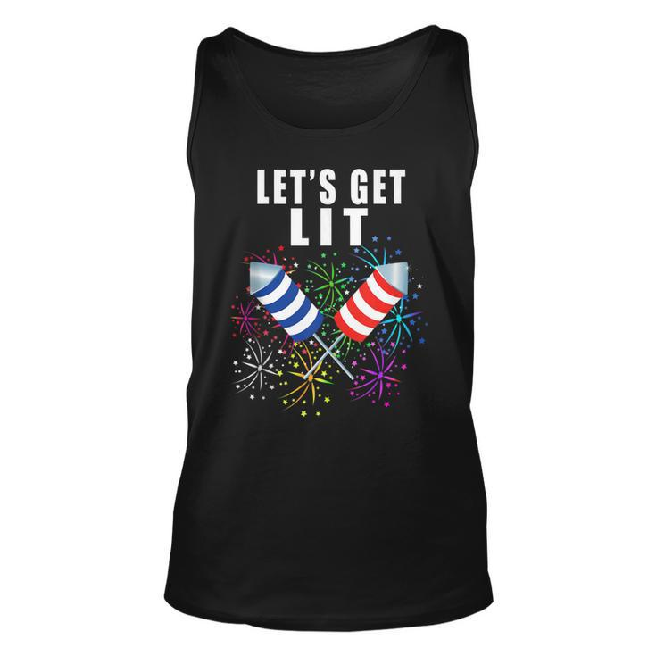Funny 4Th Of July Lets Get Lit 2021 Pun  Unisex Tank Top