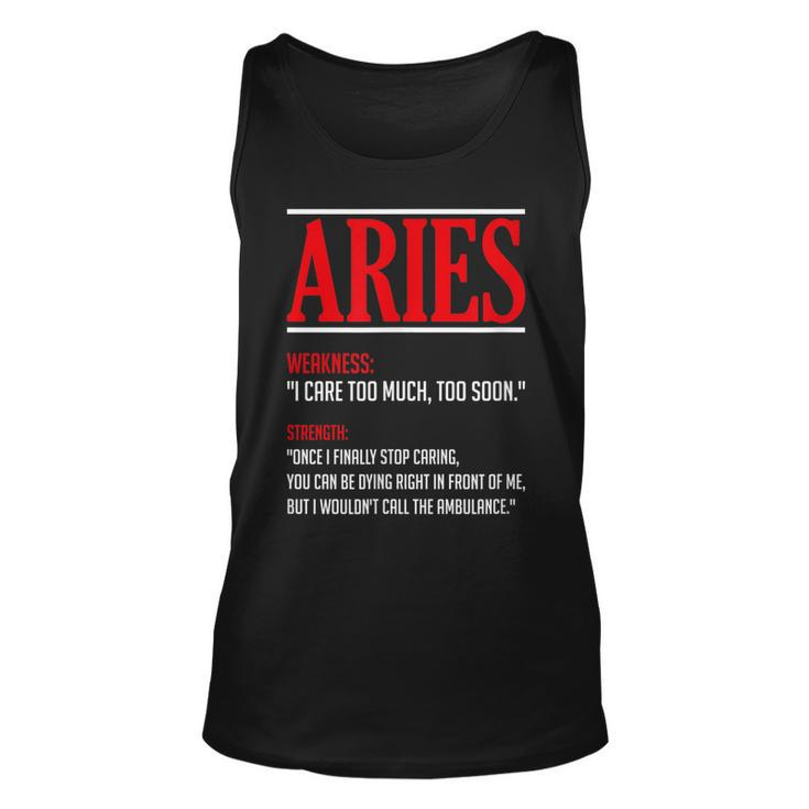 Funny Aries Facts Saying Astrology Horoscope Birthday  Unisex Tank Top