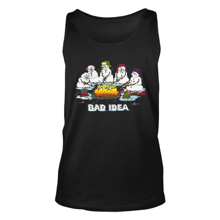 Funny Bad Idea - Snowman Melting Christmas Tshirt Unisex Tank Top