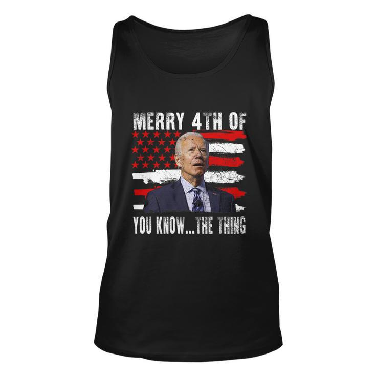 Funny Biden Confused Merry Happy 4Th Of You KnowThe Thing Flag Design Unisex Tank Top