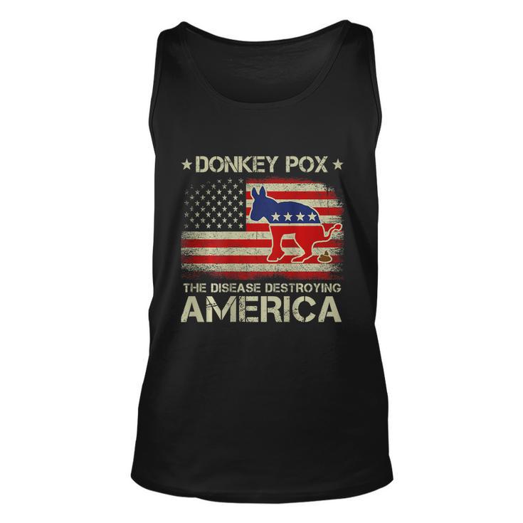 Funny Biden Donkey Pox The Disease Destroying Vintage America Flag Unisex Tank Top