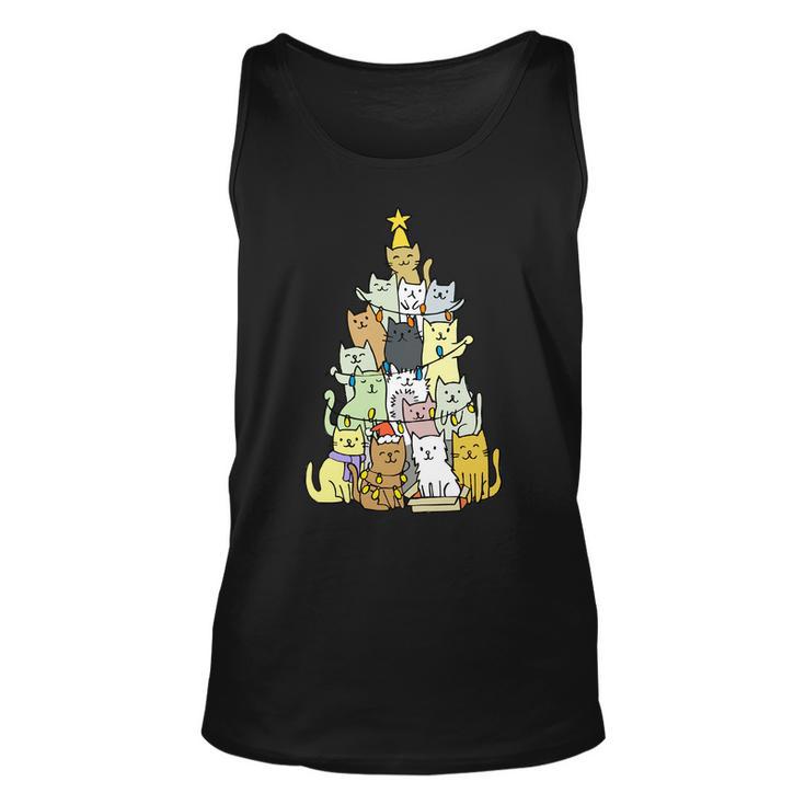 Funny Cat Christmas Tree Tshirt Unisex Tank Top