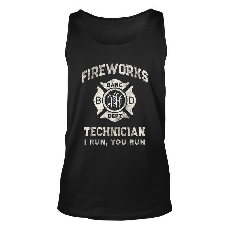 Funny Fireworks Technician Firefighter America Unisex Tank Top