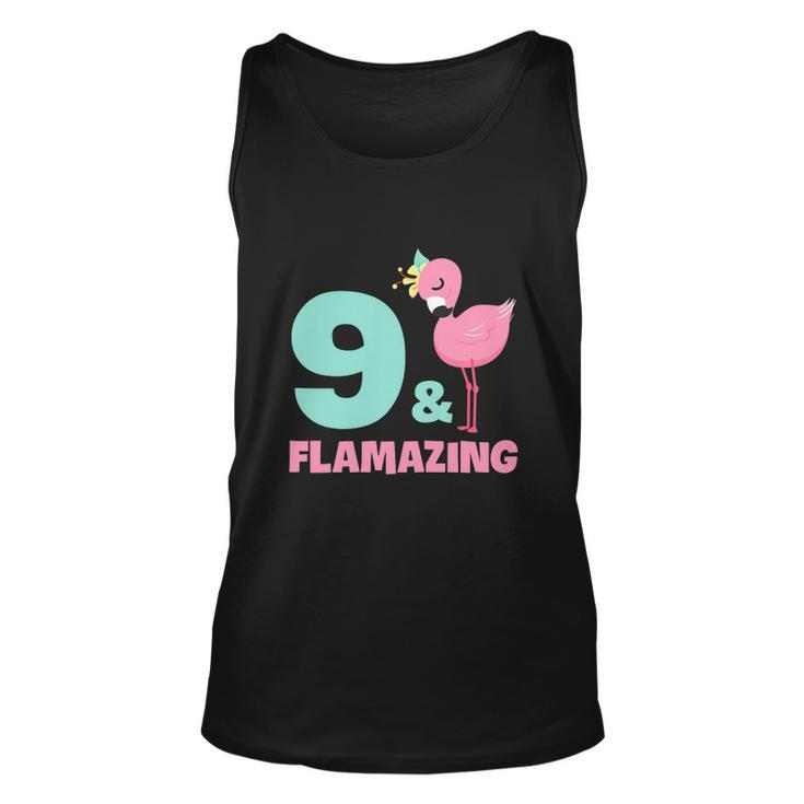 Funny Flamingo Girl Birthday Party 9 Years Old Unisex Tank Top