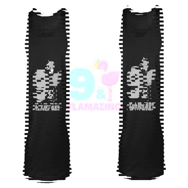 Funny Flamingo Girl Birthday Party 9 Years Old Unisex Tank Top