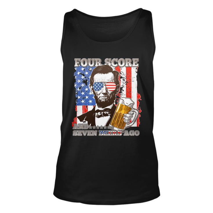 Funny Four Score And Seven Beers Ago Abe Lincoln Unisex Tank Top