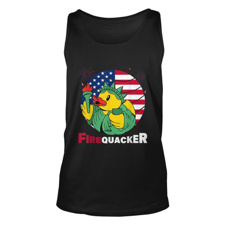 Funny Fourth Of July Usa Patriotic Firecracker Rubber Duck Funny Gift Unisex Tank Top