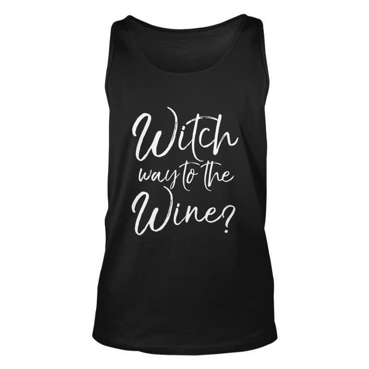 Funny Halloween Ing Witch Pun Witch Way To The Wine Cool Gift Unisex Tank Top