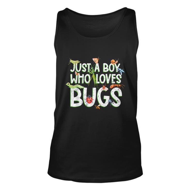 Funny Insect Just A Boy Who Loves Bug Gift Tee Fashion Cute Graphic Design Printed Casual Daily Basic Unisex Tank Top