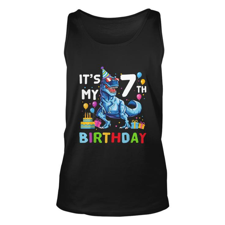 Funny Kids Its My 7Th Birthday Gift Happy 7 Year Trex Gift Unisex Tank Top