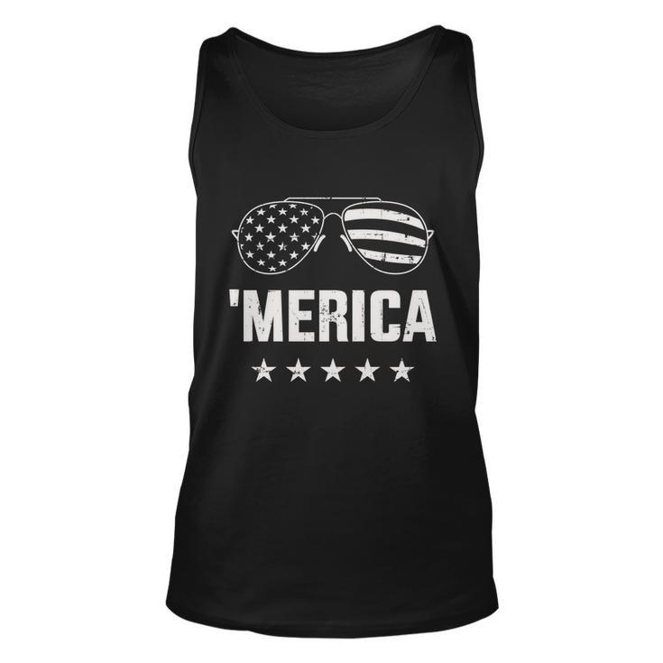 Funny Merica With Sunglasses And Flag For 4Th Of July Unisex Tank Top