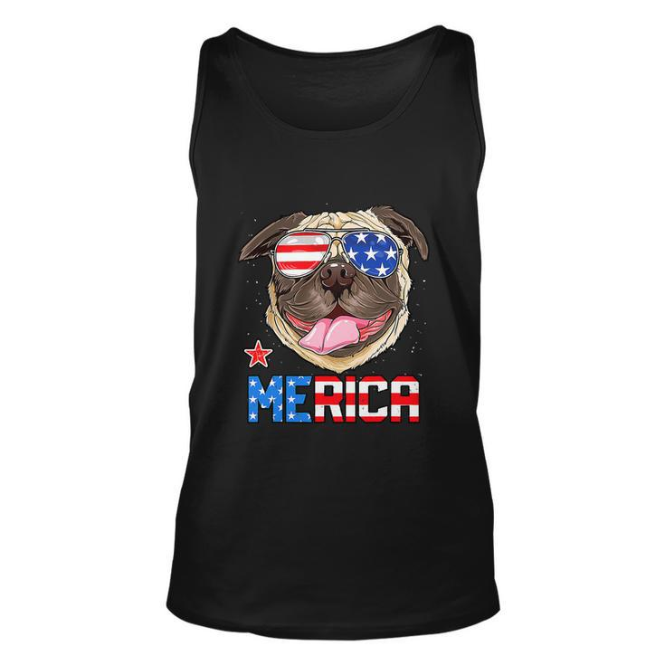 Funny Pug 4Th Of July Merica American Flag Unisex Tank Top