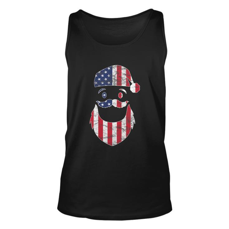 Funny Santa Claus Face American Flag Christmas For 4Th Of Flag Unisex Tank Top