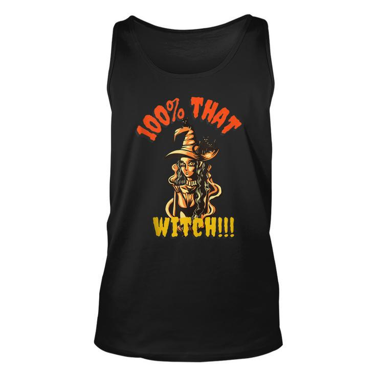 Funny Scary Halloween 100 That Witch Witchy Cat  Unisex Tank Top