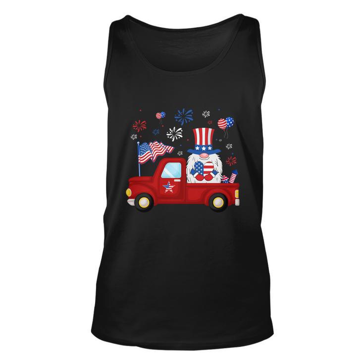 Funny Truck Riding Gnome American Flag Patriotic 4Th Of July Gift Unisex Tank Top