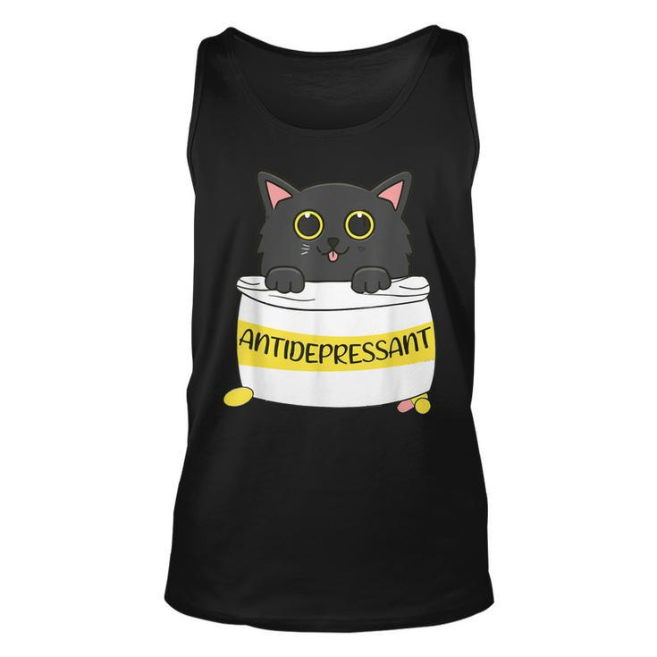 Fur Antidepressant Cute Black Cat Illustration Pet Lover  Unisex Tank Top