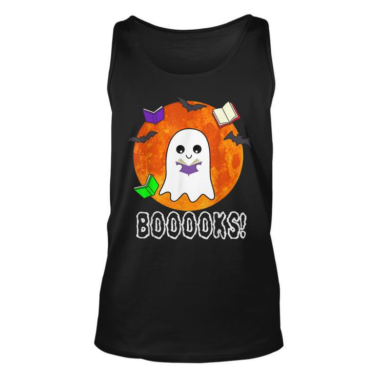 Ghost Book Boo Reading Booooks Halloween Library Teachers  Unisex Tank Top