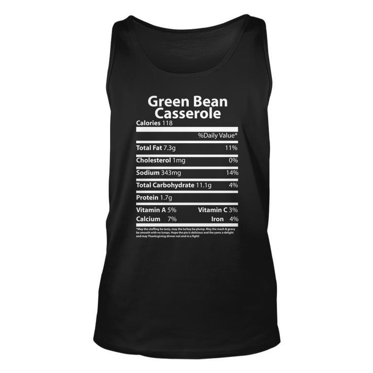 Green Bean Casserole Nutritional Facts Funny Thanksgiving Unisex Tank Top
