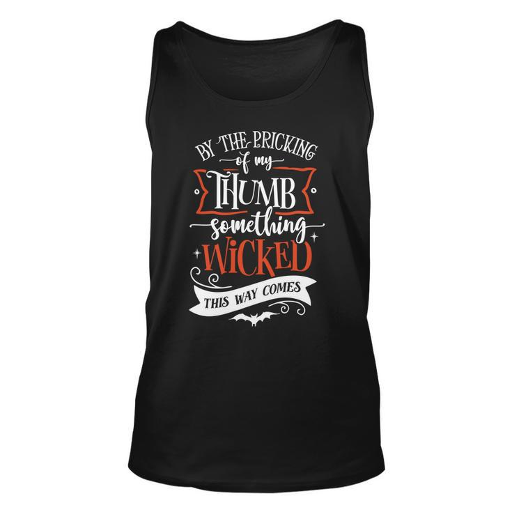 Halloween By The Pricking Of My Thumb -  Orange And White Men Women Tank Top Graphic Print Unisex
